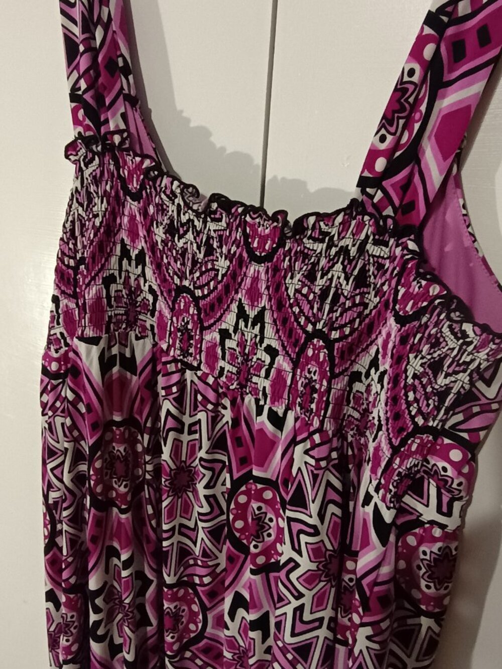 I.N.C. International Concepts Woman Pink Geometric Smocked Sleeveless Dress - Picture 8 of 8